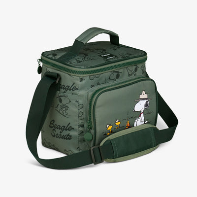 Angle View | Peanuts Beagle Scouts Square Lunch Cooler Bag::::Spacious main compartment