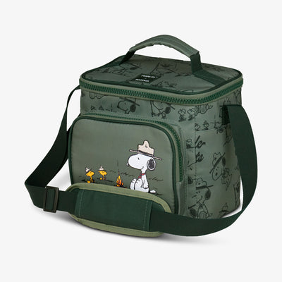 Angle View | Peanuts Beagle Scouts Square Lunch Cooler Bag::::Additional storage pocket