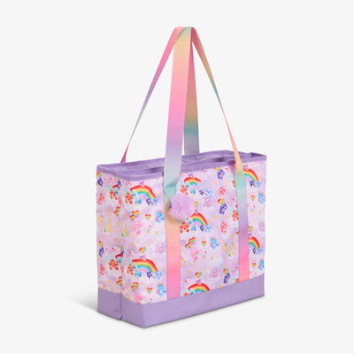 Angle View | Hello Kitty® and Friends x Care Bears™ Dual Compartment Tote::::Insulated liner keeps contents cold