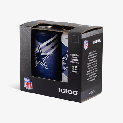 Packaging View | Dallas Cowboys Home & Away 16 Oz Can 2-Pack::::Built-in coaster