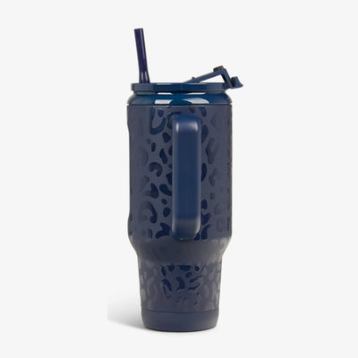 Profile View | Dallas Cowboys 32 Oz Leopard Flip ‘n’ Sip Travel Mug::::Side handle