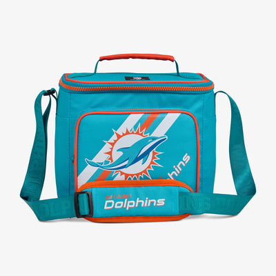 Front View | Miami Dolphins Square Lunch Cooler Bag::::Spacious main compartment