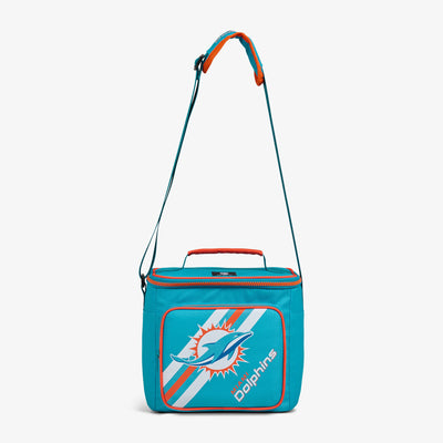 Strap View | Miami Dolphins Square Lunch Cooler Bag::::Adjustable, padded shoulder strap