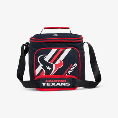 Front View | Houston Texans Square Lunch Cooler Bag::::Spacious main compartment 