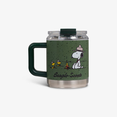 Front View | Peanuts Beagle Scouts 15 Oz Coffee Mug::::Double-wall, vacuum-insulated