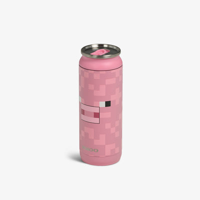 Angle View | Minecraft Pig 16 Oz Can::::Sliding mouth-opening tab