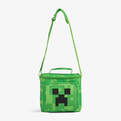 Strap View | Minecraft Creeper Square Lunch Cooler Bag::::Adjustable, padded shoulder strap