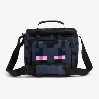 Front View | Minecraft Enderman Square Lunch Cooler Bag::::Custom Minecraft screenprint