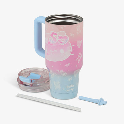 Lid Off View | Hello Kitty® 50th Anniversary 32 Oz Flip ‘n’ Sip Travel Mug::::Double-wall, vacuum-insulated