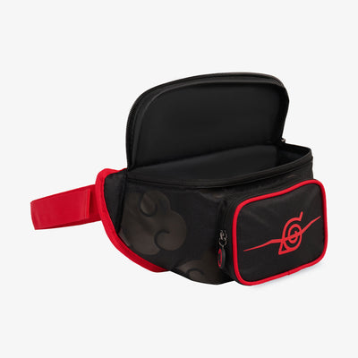 Open Angle View | NARUTO SHIPPUDEN Akatsuki Fanny Pack::::Black insulated liner 