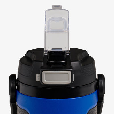 Lid Open View | Rival Half Gallon Jug::Blue::Push-button auto-chug spout