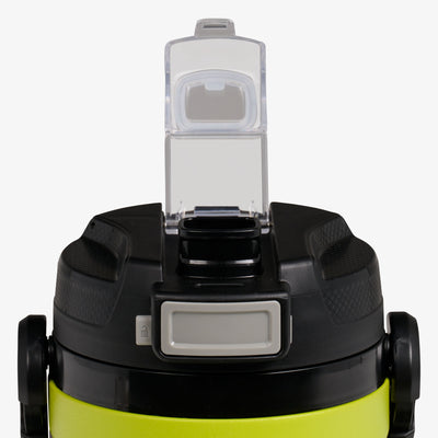 Lid Open View | Rival Half Gallon Jug::Acid Green::Push-button auto-chug spout