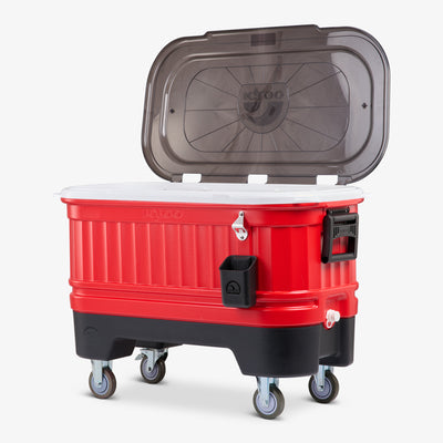 Angle View | Party Bar 125 Qt Cooler::Red Star::Elevated base