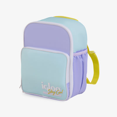 Angle View | Retro Mini Convertible Backpack::Lilac::Hydration pockets