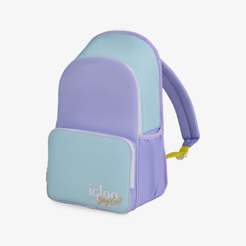 Angle View | Retro Backpack Cooler::Lilac::Soft, exterior fabric