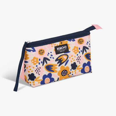 Angle View | Kids Lunch Snack Bag::Floral::Wristlet strap