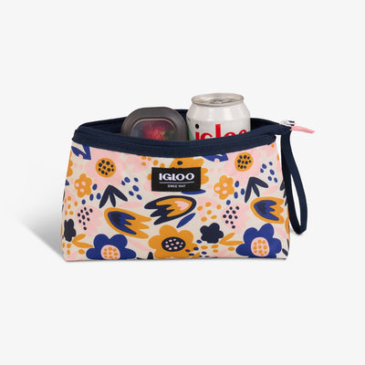 Packed View | Kids Lunch Snack Bag::Floral::Water-resistant exterior