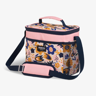 Angle View | Kids Square Lunch Bag::Floral::Storage pocket