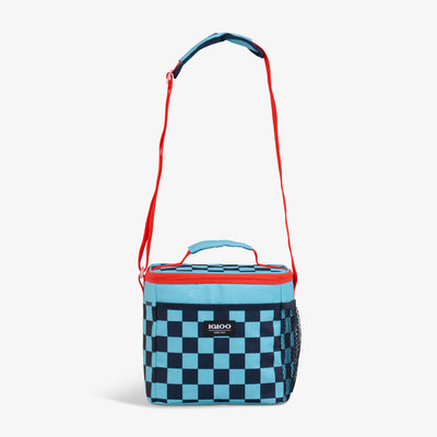 Strap View | Kids Square Lunch Bag::Checkers::Adjustable, padded shoulder strap