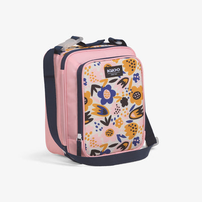 Angle View | Kids Lunch Vertical Cooler Bag::Floral::Strap w/buckle