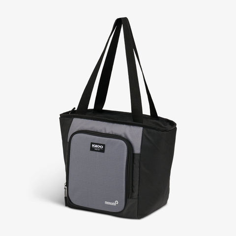 Angle View | Latitude 16-Can Tote Cooler::Carbonite::100% recycled polyester exterior 