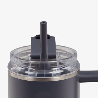 Straw View | 32 Oz Flip ‘n’ Sip Travel Mug::Carbonite::Gasketed, leak-resistant straw