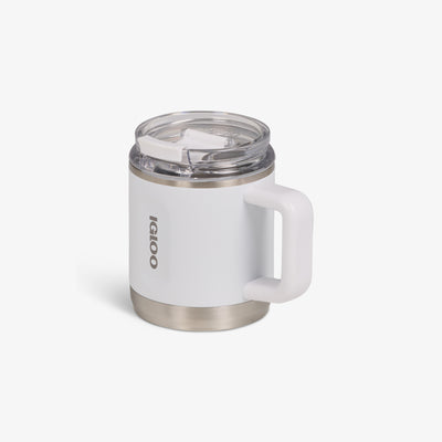 Angle View | 15 Oz Coffee Mug::White::No-look-sip indicator 