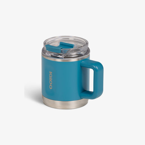 Angle View | 15 Oz Coffee Mug::Modern Blue::No-look-sip indicator 