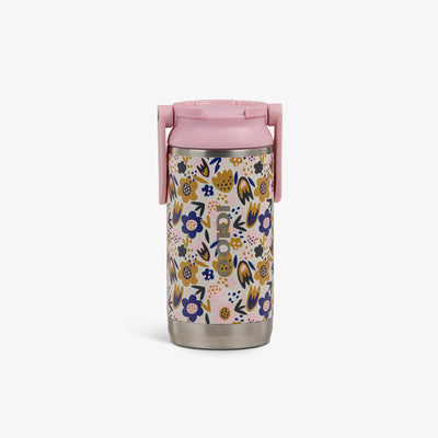 Front View | 12 Oz Kids Sipper Bottle::Floral::Long-lasting hot/cold retention 