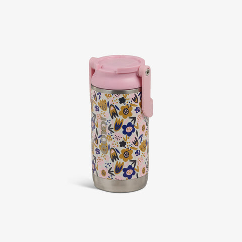 Angle View | 12 Oz Kids Sipper Bottle::Floral::Fits in standard cup holders 