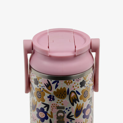 Lid Closed View | 12 Oz Kids Sipper Bottle::Floral::