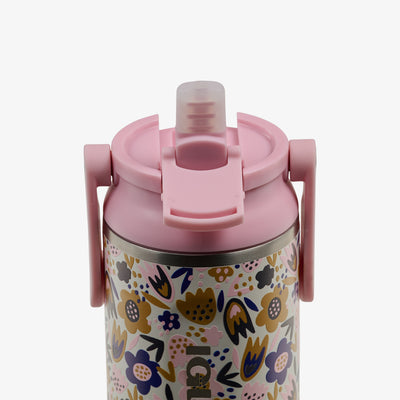 Straw View | 12 Oz Kids Sipper Bottle::Floral::Leakproof Sport Sipper lid 