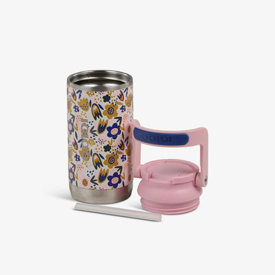 Open View | 12 Oz Kids Sipper Bottle::Floral::Double-wall, vacuum-insulated 