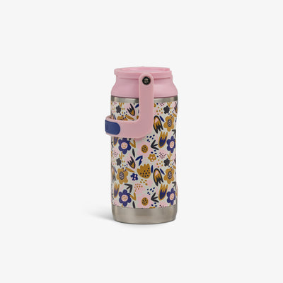 Profile View | 12 Oz Kids Sipper Bottle::Floral::Tuck Tight handle 