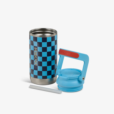 Open View | 12 Oz Kids Sipper Bottle::Checkers::Double-wall, vacuum-insulated 