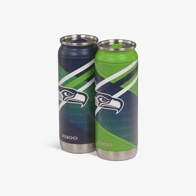 Angle View | Seattle Seahawks Home & Away 16 Oz Can 2-Pack::::Sliding mouth-opening tab