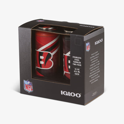 Packaging View | Cincinnati Bengals Home & Away 16 Oz Can 2-Pack::::Built-in coaster