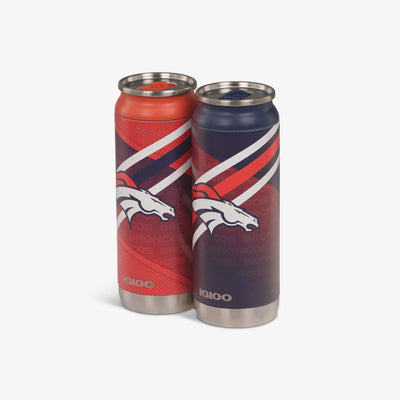 Angle View | Denver Broncos Home & Away 16 Oz Can 2-Pack::::Sliding mouth-opening tab