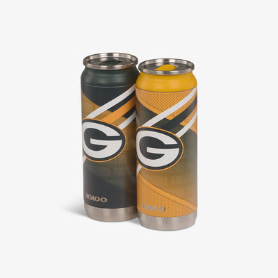 Angle View | Green Bay Packers Home & Away 16 Oz Can 2-Pack::::Sliding mouth-opening tab