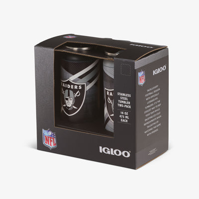 Packaging View | Las Vegas Raiders Home & Away 16 Oz Can 2-Pack::::Built-in coaster