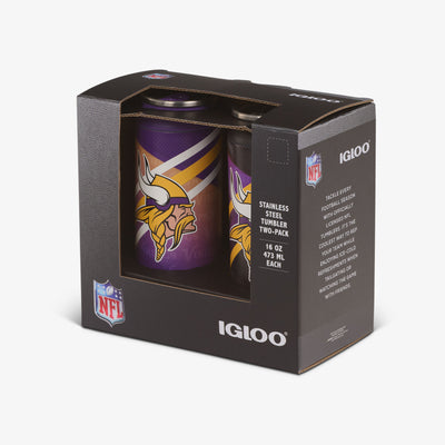 Packaging View | Minnesota Vikings Home & Away 16 Oz Can 2-Pack::::Built-in coaster