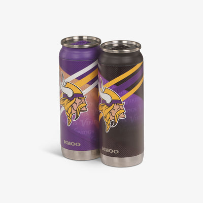 Angle View | Minnesota Vikings Home & Away 16 Oz Can 2-Pack::::Sliding mouth-opening tab