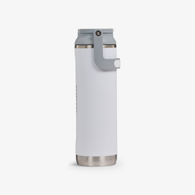 Profile View | 20 Oz Sport Sipper Bottle::White::Tuck Tight handle 