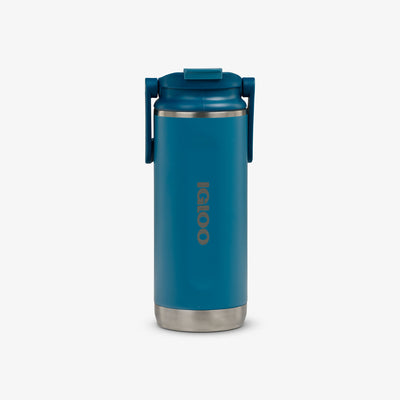 Front View | 16 Oz Flip ‘n’ Sip Tumbler::Modern Blue::Fits in standard cup holders