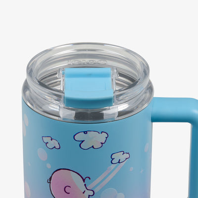 Lid Closed View | Peanuts 75th Anniversary 32 Oz Travel Mug::::Leakproof Flip ‘n’ Sip lid