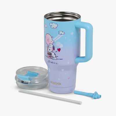 Lid Off View | Peanuts 75th Anniversary 32 Oz Travel Mug::::Double-wall, vacuum-insulated