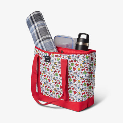 Canvas Bento Bag in Hand Plaid Bag in Hand Small Lunch Box Bag Latitude Run Color: Purple/Blue