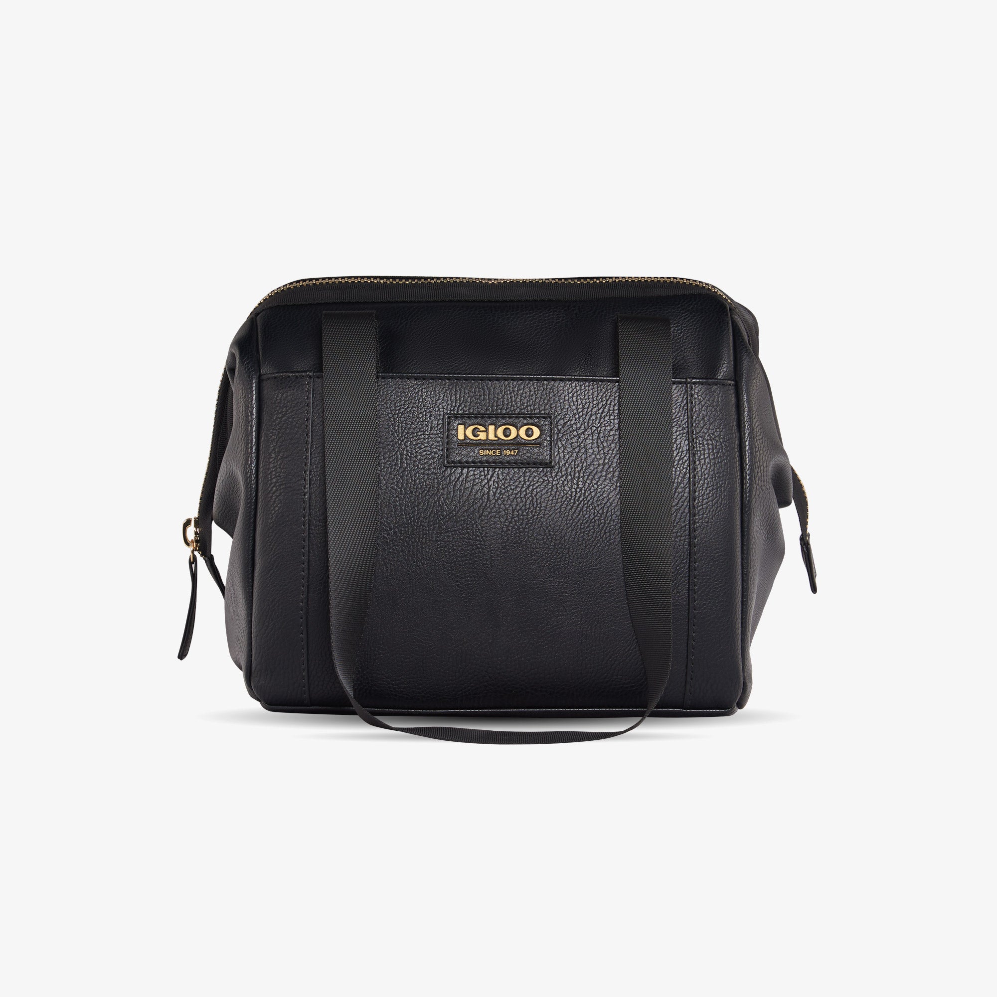 Black leather cheap lunch bag